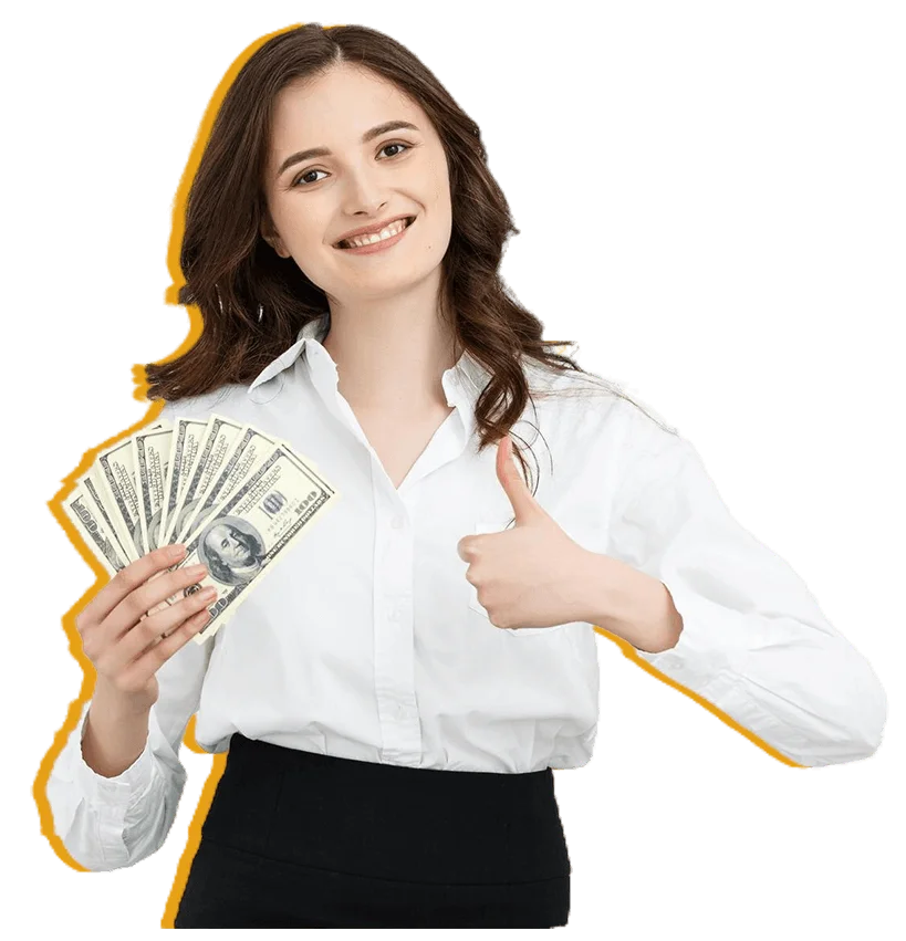 girl holding dollars