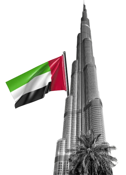 uae tower with uae flag